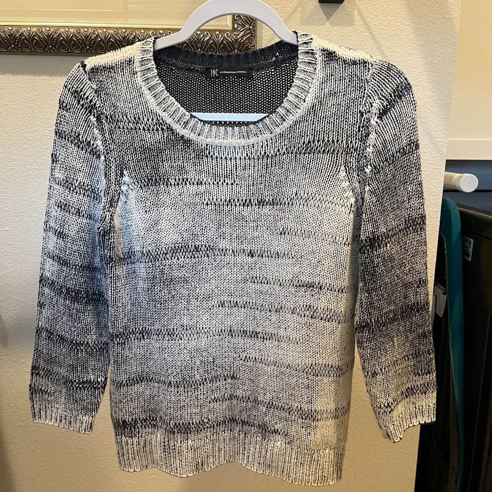 INC International Concepts Cotton 3/4 Sleeve Sweater Size S